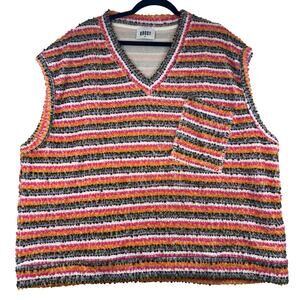 KROST Crushed Sand Sweater Vest Sz XXL | Multicolor Knit Stripe Y2K Vibe
